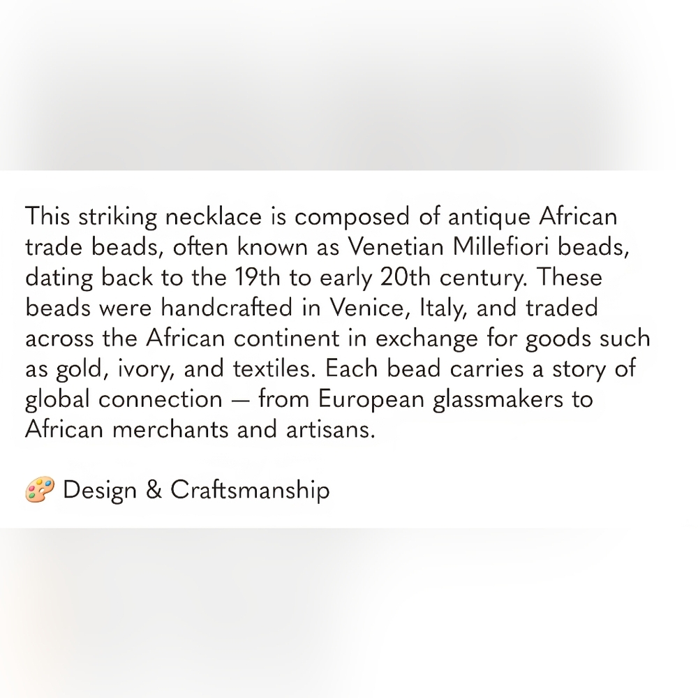 Venetian Millefiori Glass Bead Necklace